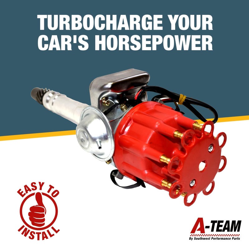 A-Team Performance R2R Complete Distributor - Ready 2 Run Compatible with Chevy SBC BBC 283-454 Series - Automotive Replacement Ignition Parts Two-Wire Installation with Red Cap - Image 4